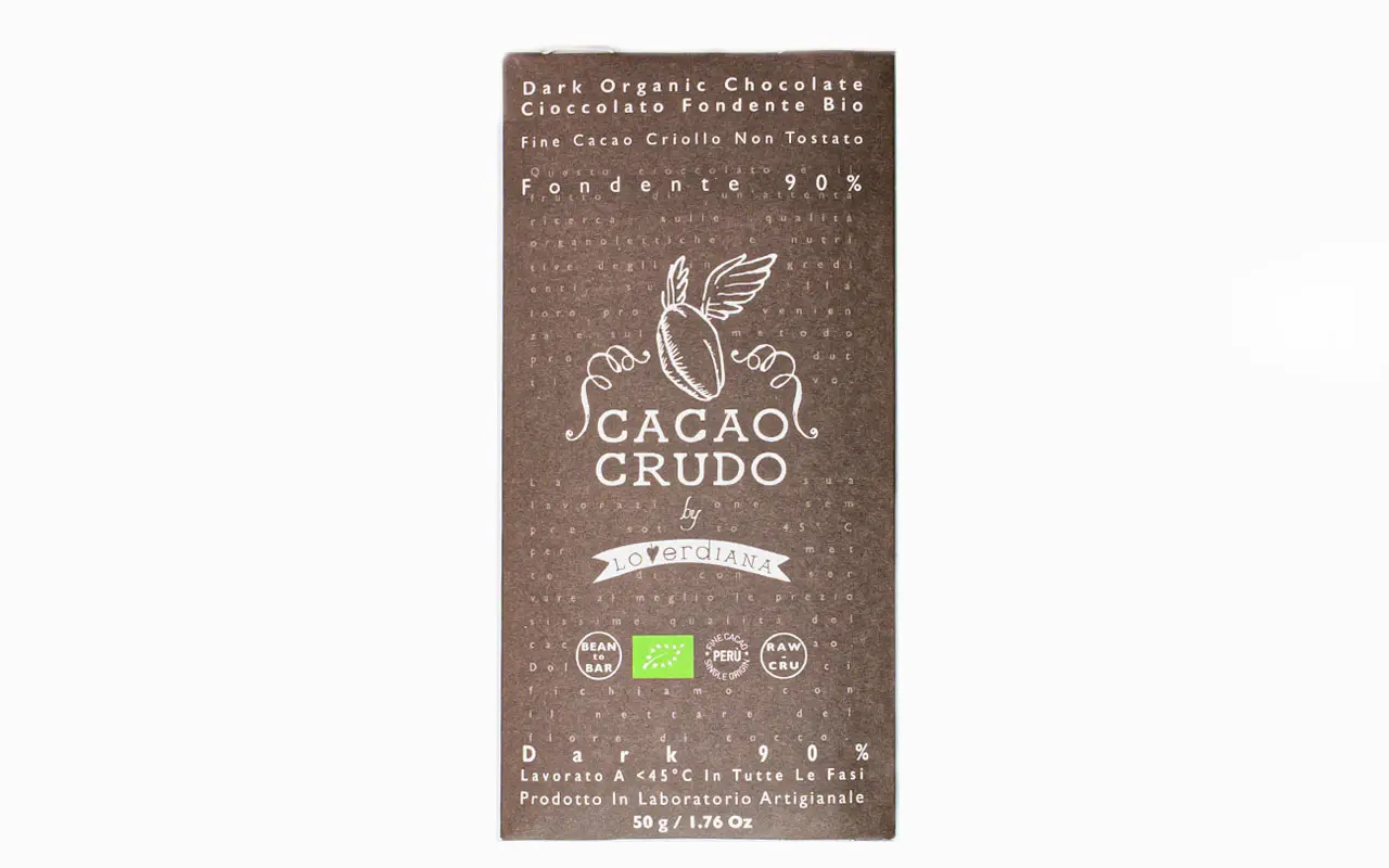Tablette de chocolat cru bio noir 90% - Cacao cru, paquet de 50 grammes