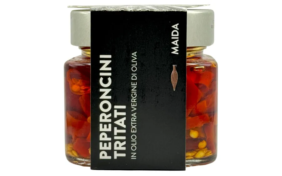 Piments hachés à l'huile - Maida, paquet de 190 g.