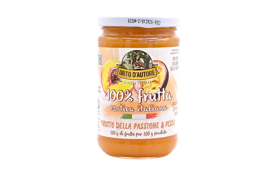 Compote de pêches et de fruits de la passion - Orto d'Autore, paquet de 340 g
