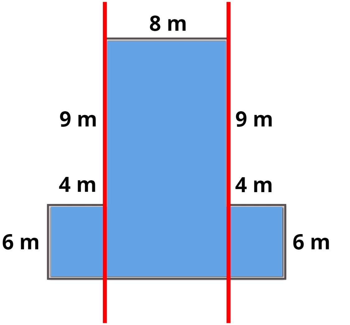 Complex shape split into 3 regular shapes