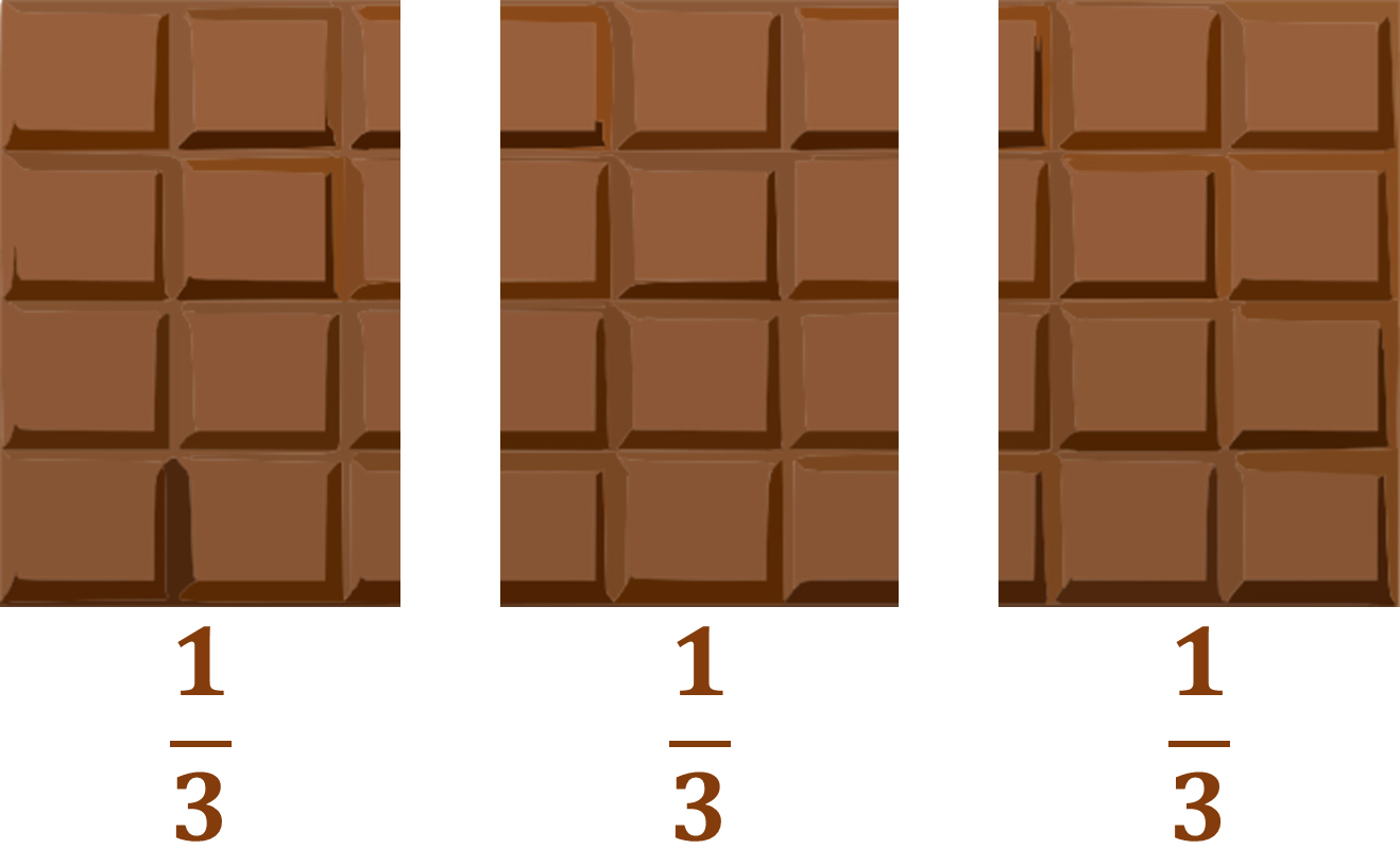 3 one-third slices of chocolate