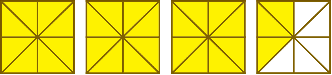 3 whole squares and a fraction of a square