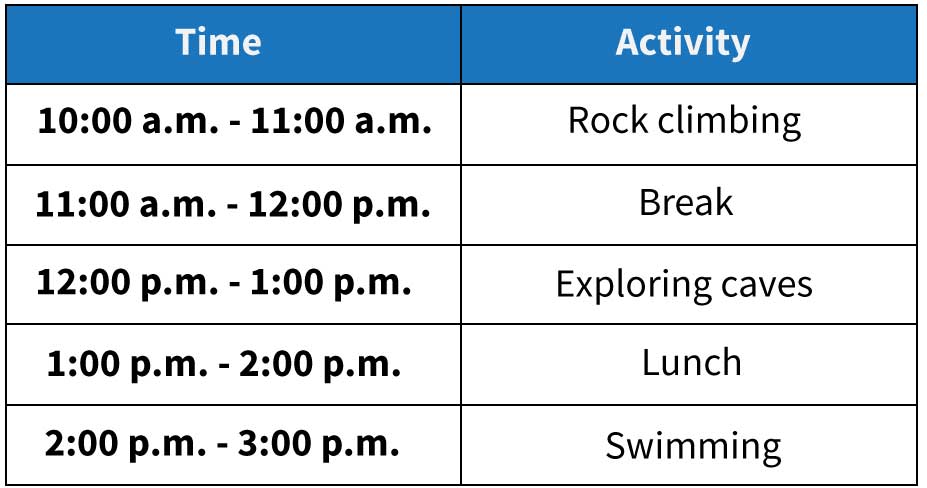 sample schedule