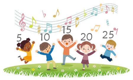 children singing while skip counting by 5