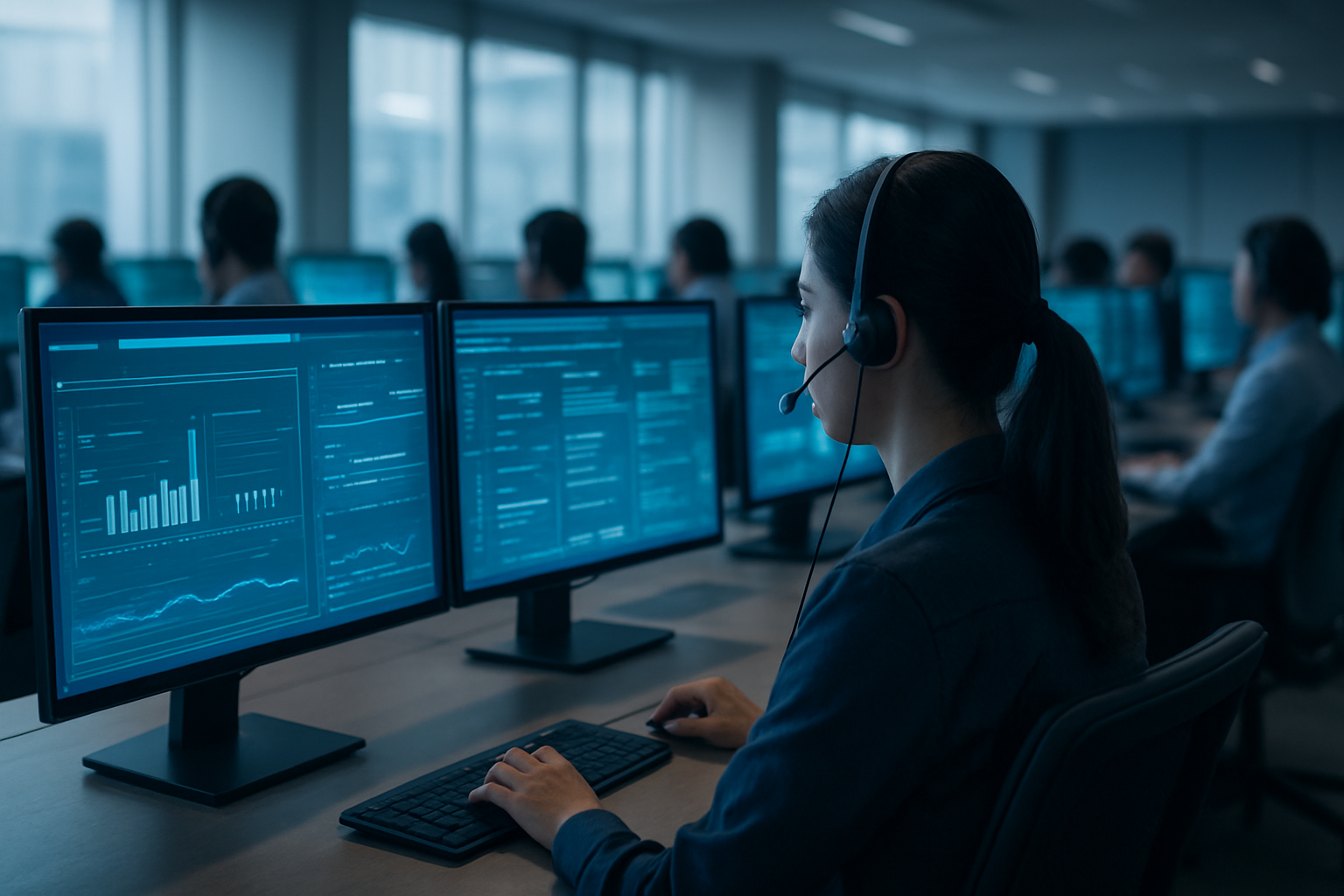 Teleperformance, 500 bin kişilik iş gücünü 2027’ye kadar yapay zekâ destekli - AI ile oluşturulmuş görsel Teleperformance, 500 bin kişilik iş gücünü 2027’ye kadar yapay zekâ destekli