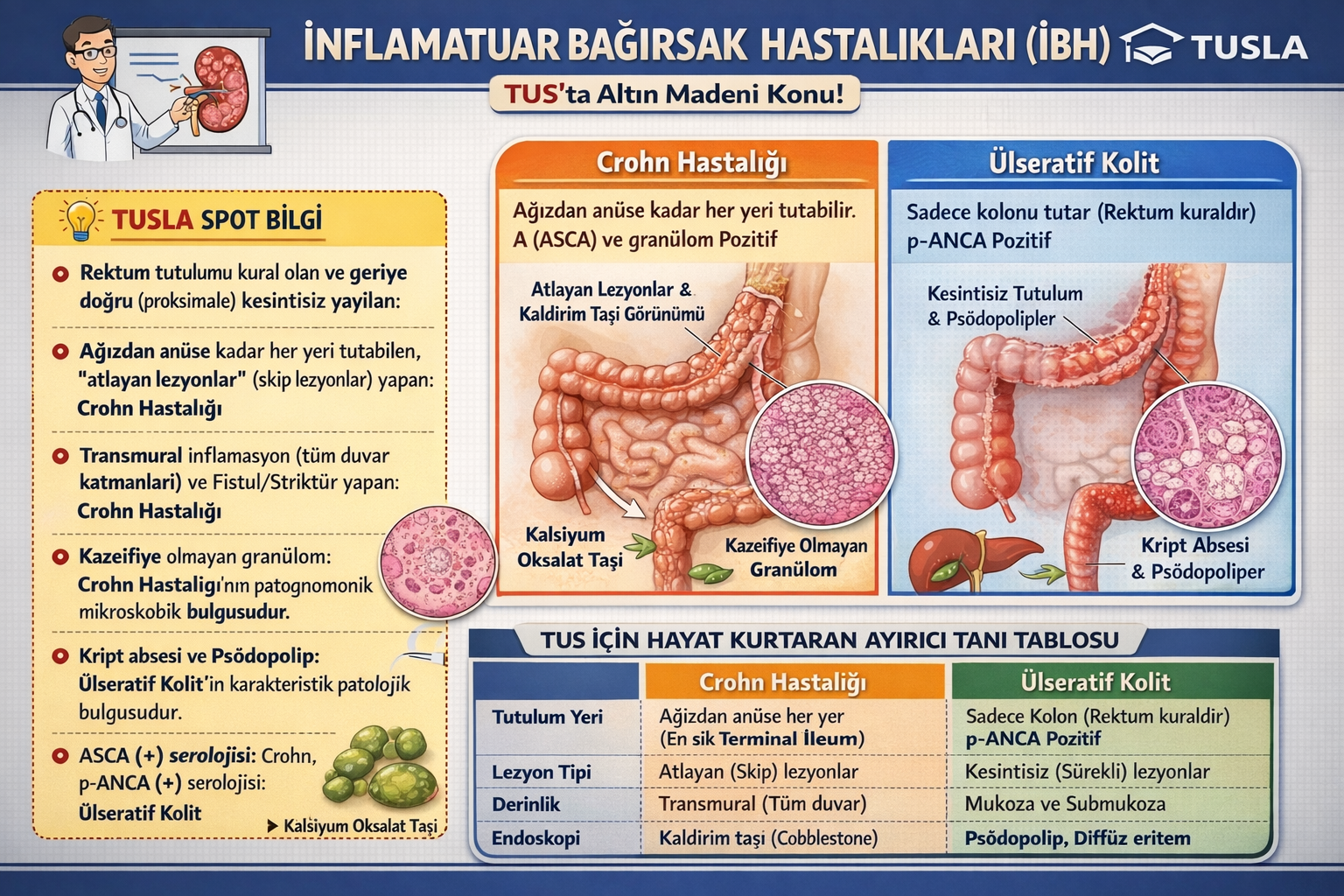 Crohn Hastalığı ve Ülseratif Kolit Ayırıcı Tanısı: TUS'ta Hayat Kurtaran Farklar