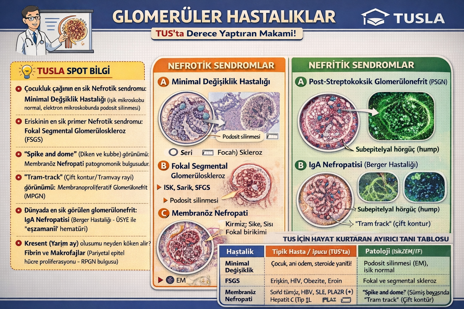 Glomerüler Hastalıklar: TUS'ta Derece Yaptıran Nefrotik ve Nefritik Sendrom Ayırıcı Tanısı