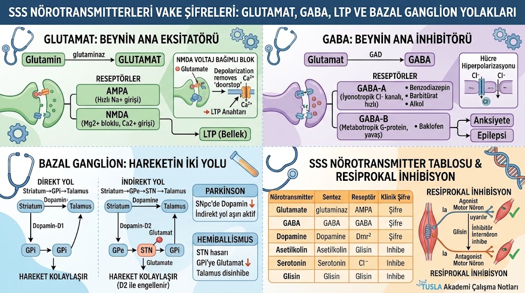 Sinir Sistemi Nörotransmitterleri ve Bazal Ganglion Yolakları: TUS Fizyoloji