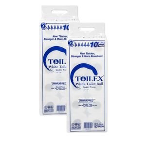 Toilex White Unwrapped Toilet Tissue Roll - 40 Pack
