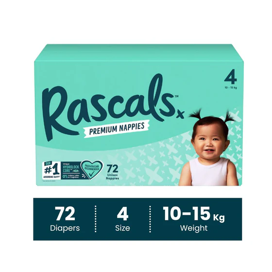Rascals 10-15kgs Premium Tape Jumbo Diapers Box Size 4
