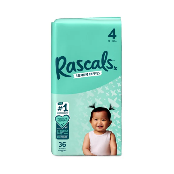 Rascals 10-15kgs Premium Adhesive Diapers - Size 4