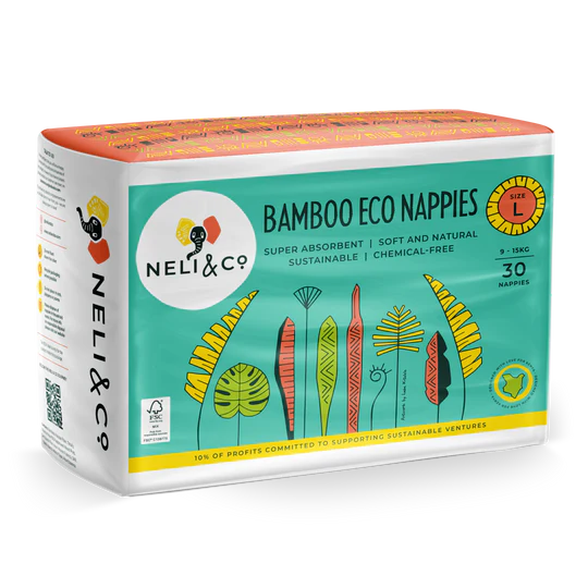 Neli & Co. Large size (9 - 15Kg) Bamboo Eco Nappies (Diapers)