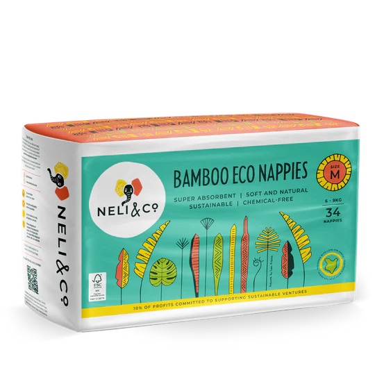 Neli & Co. Medium size (6 - 9Kg) Bamboo Eco Nappies (Diapers)