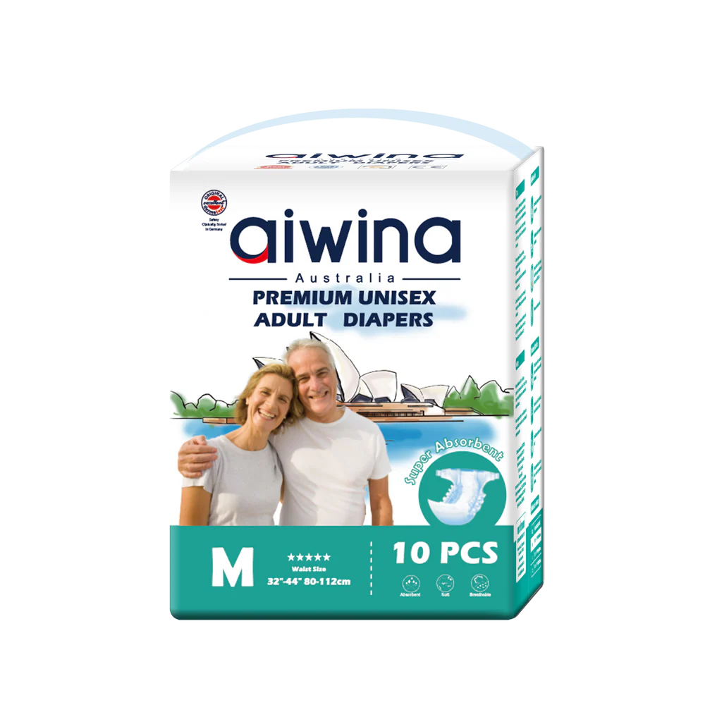 aiwina Medium (Waist Size 32" - 44") Premium Unisex Adult Diapers