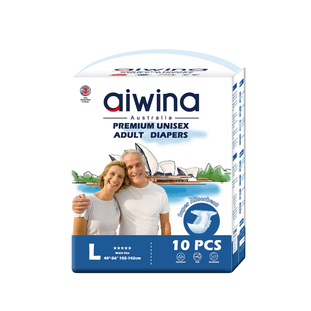 aiwina Large (Waist Size 40" - 56") Premium Unisex Adult Diapers