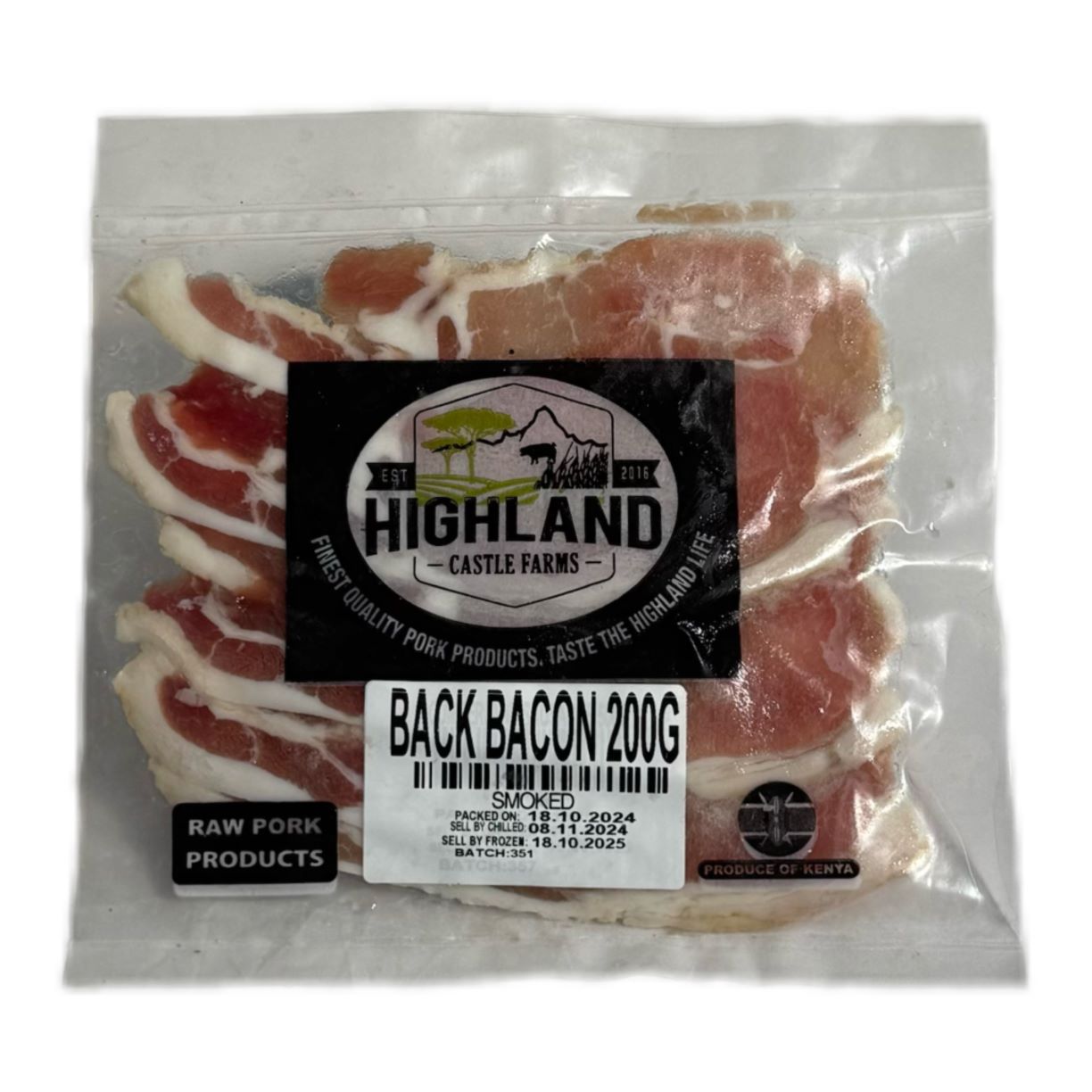 Highland Castle Farms Frozen Back Bacon