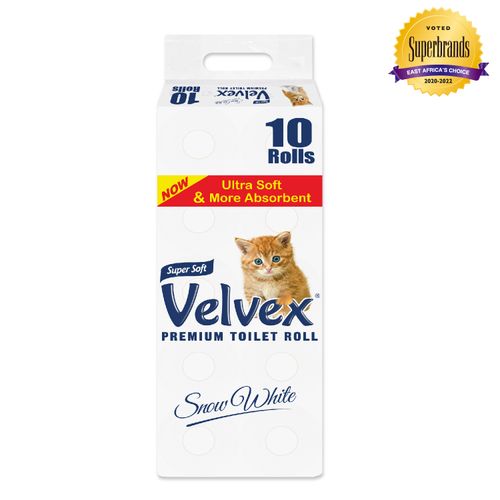 Velvex Premium White Unwrapped Toilet Tissue Roll