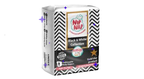 NIP NAP Size 5 Junior - Black & White Baby Diapers