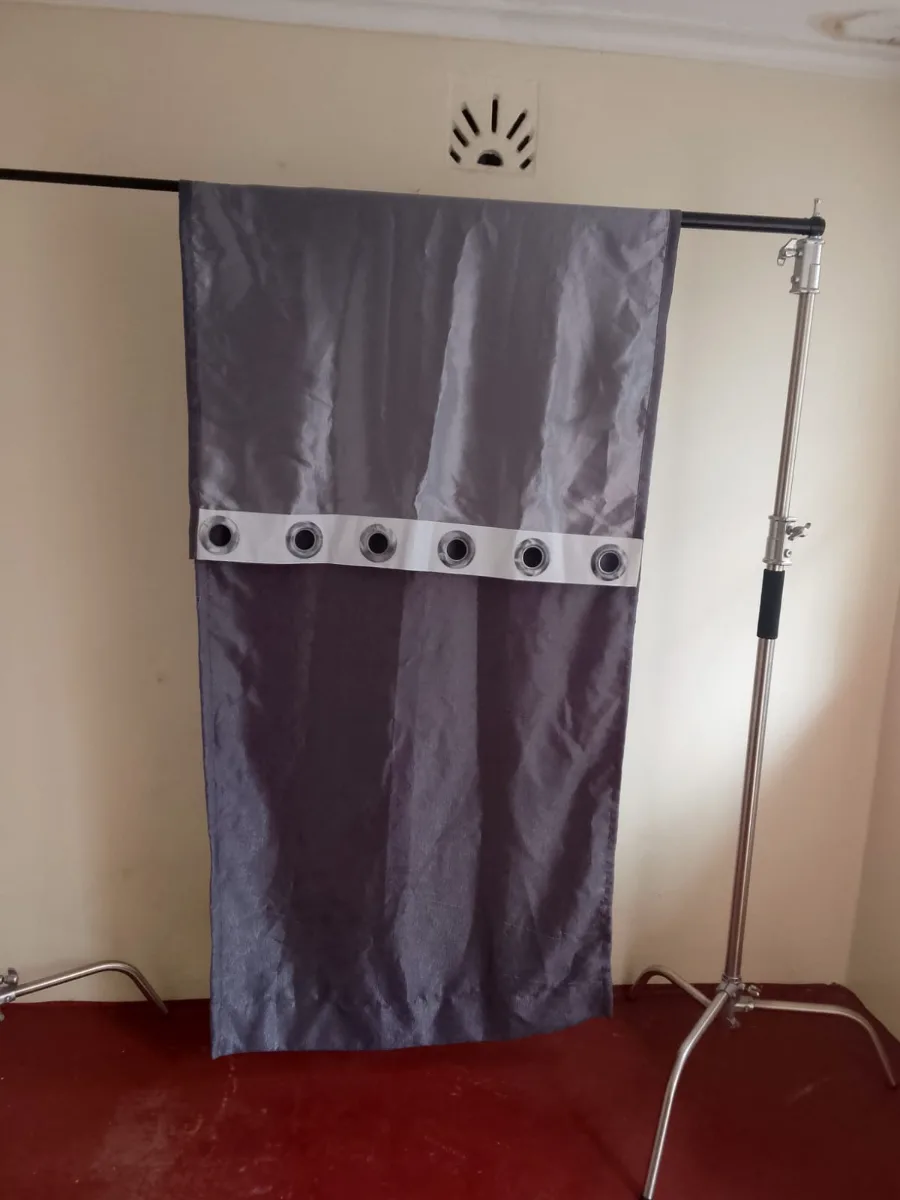 1Pc Grey Curtain With 1M White Sheers