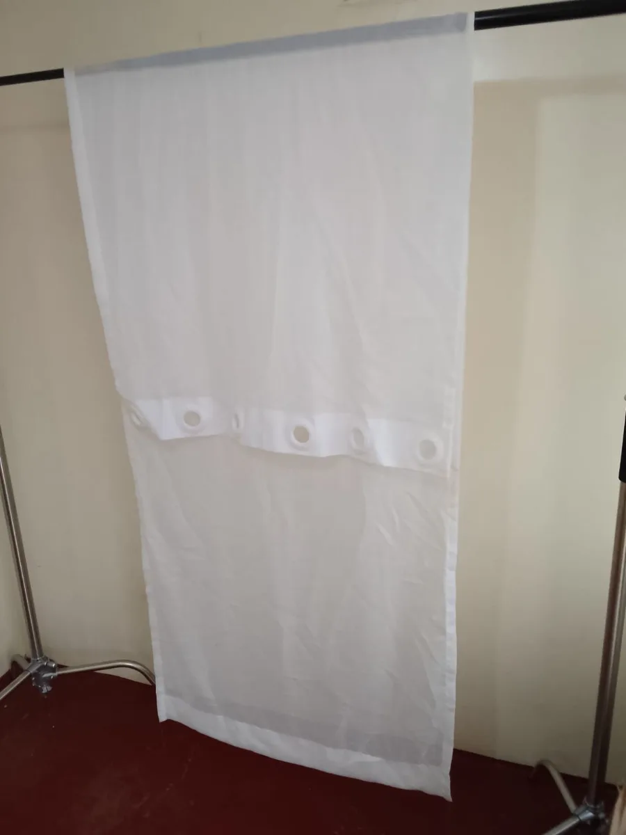 1Pc Grey Curtain With 1M White Sheers 2