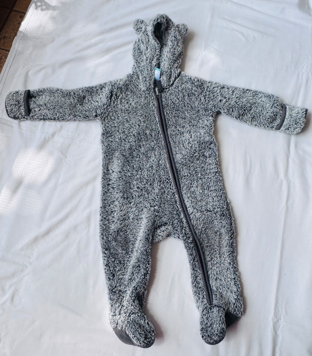 Baby Grey Fleece Hooded Sleepsuit | 12–18 Months 1