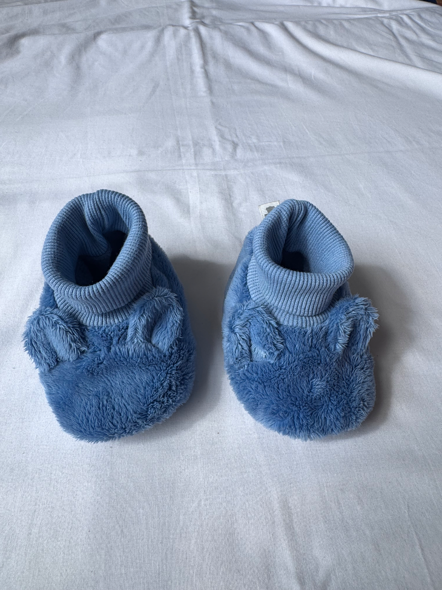 Baby blue fleece booties 1