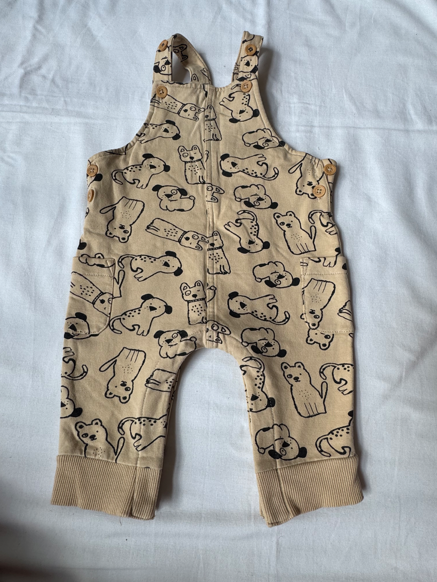 🐻 woolies Baby Animal Print Dungaree Romper – 3–6 Months 2