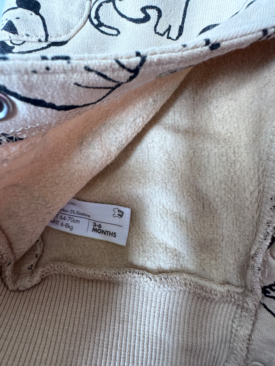 🐻 woolies Baby Animal Print Dungaree Romper – 3–6 Months 3