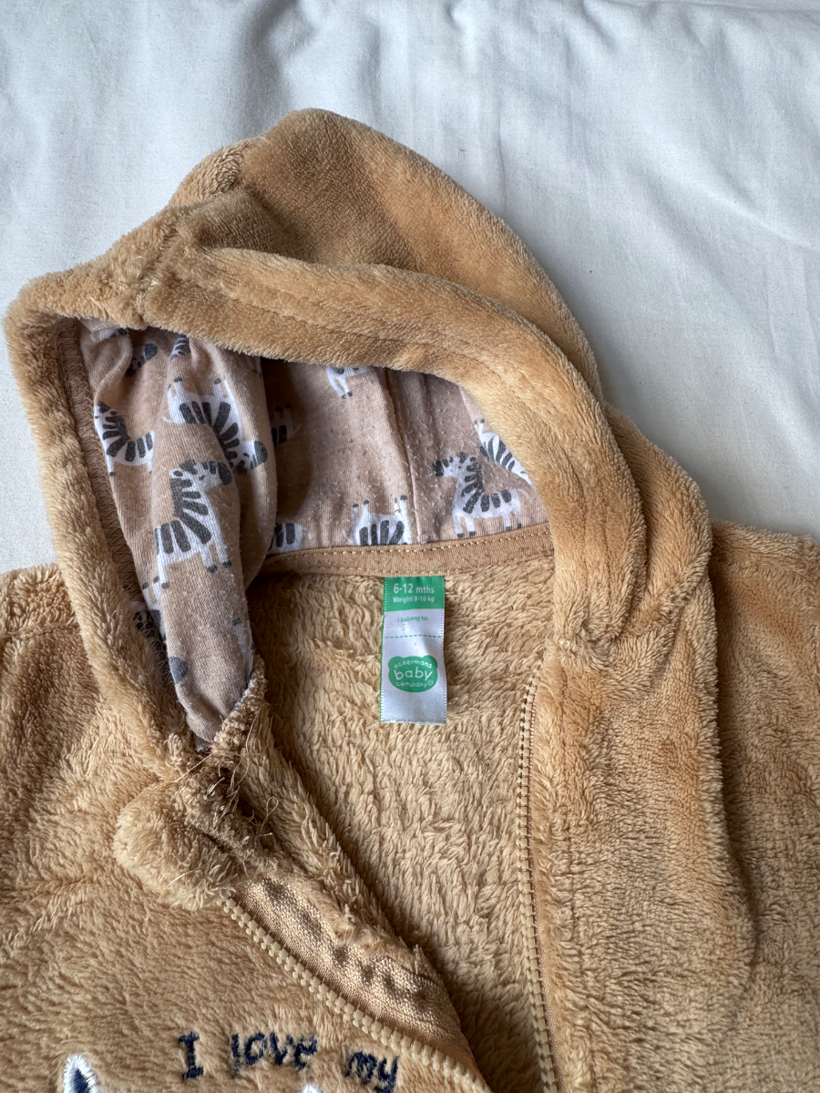🦒 Baby Fleece Hooded Romper – 6–12 Months 2