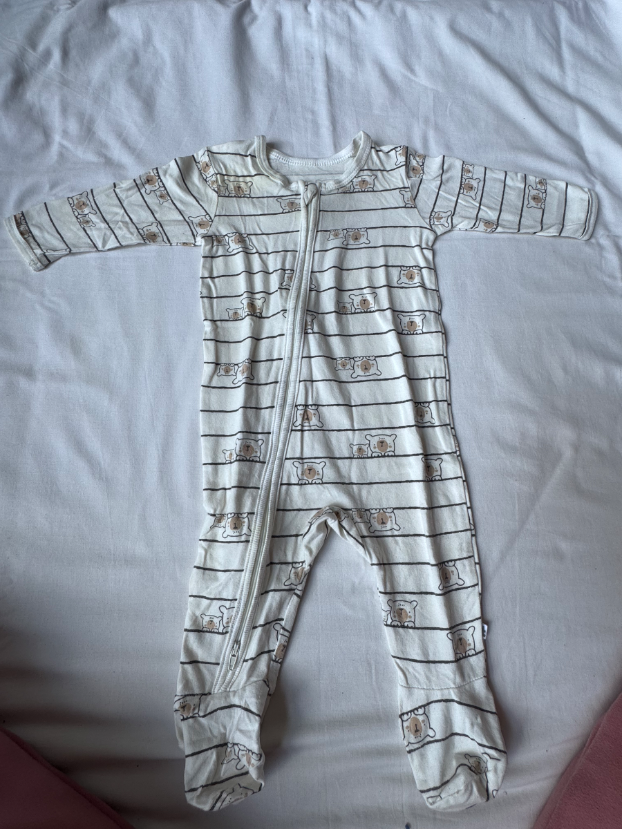 🧸Woolies  Baby Bear Print Footed Romper – 3–6 Months 1