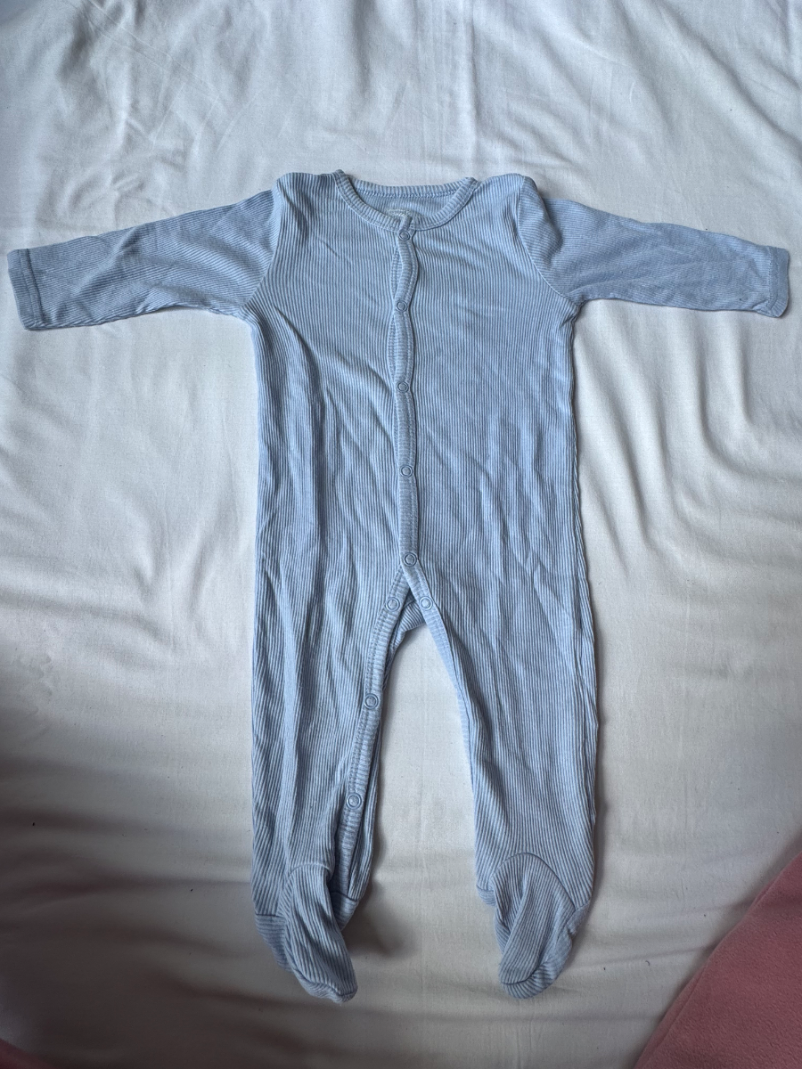 Baby Blue Ribbed Footed Sleepsuit – 6–9 Months 1