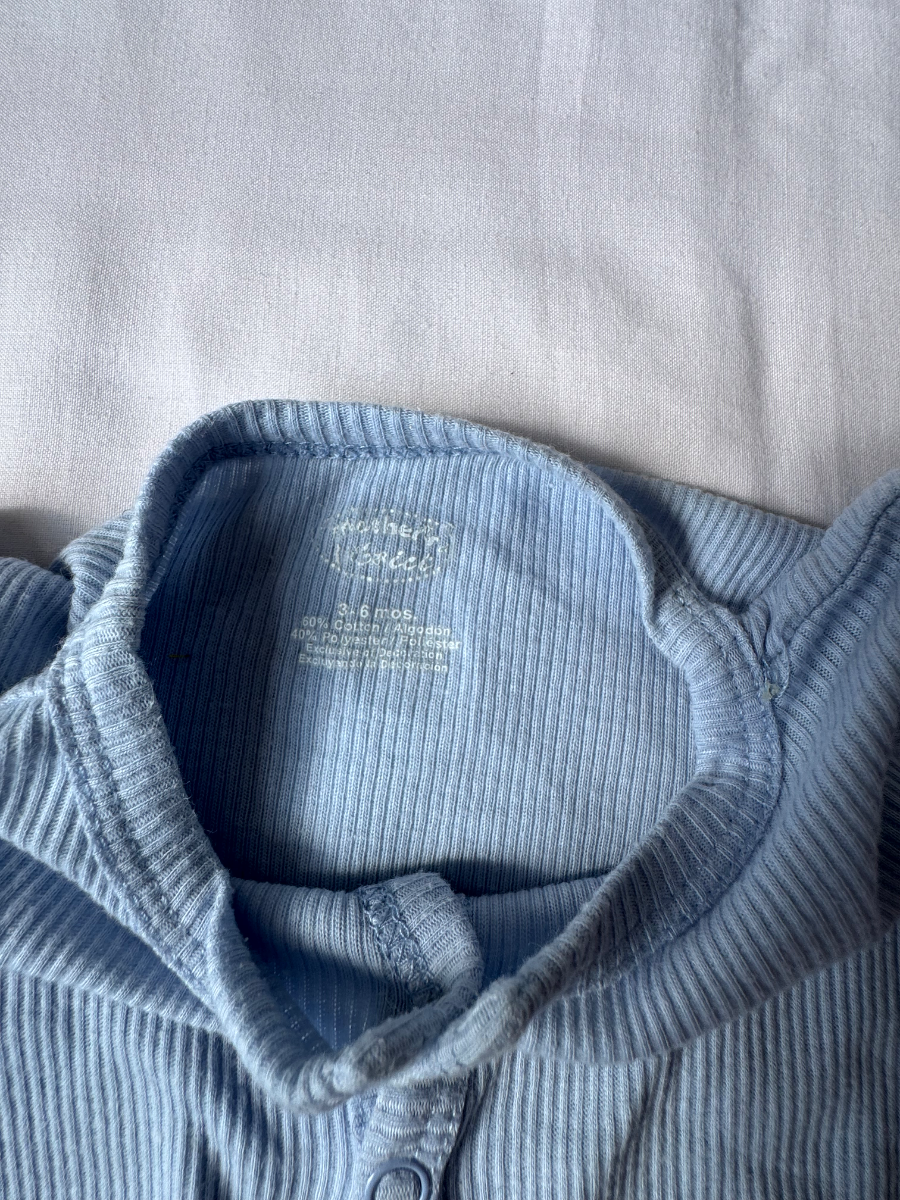 Baby Blue Ribbed Footed Sleepsuit – 6–9 Months 2
