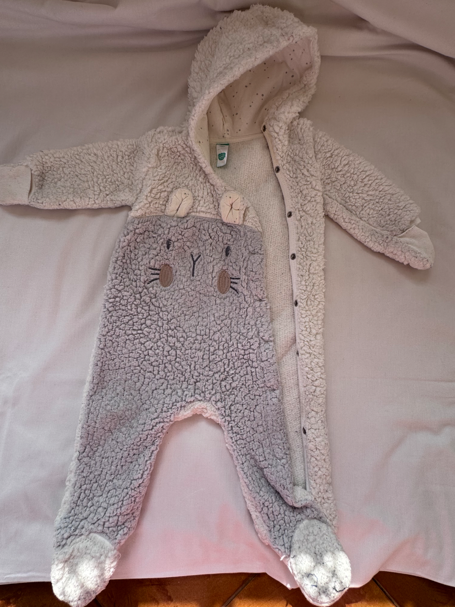 🧸 Ackermans Teddy Bear Hooded Fleece Romper – 6–12 Months 1