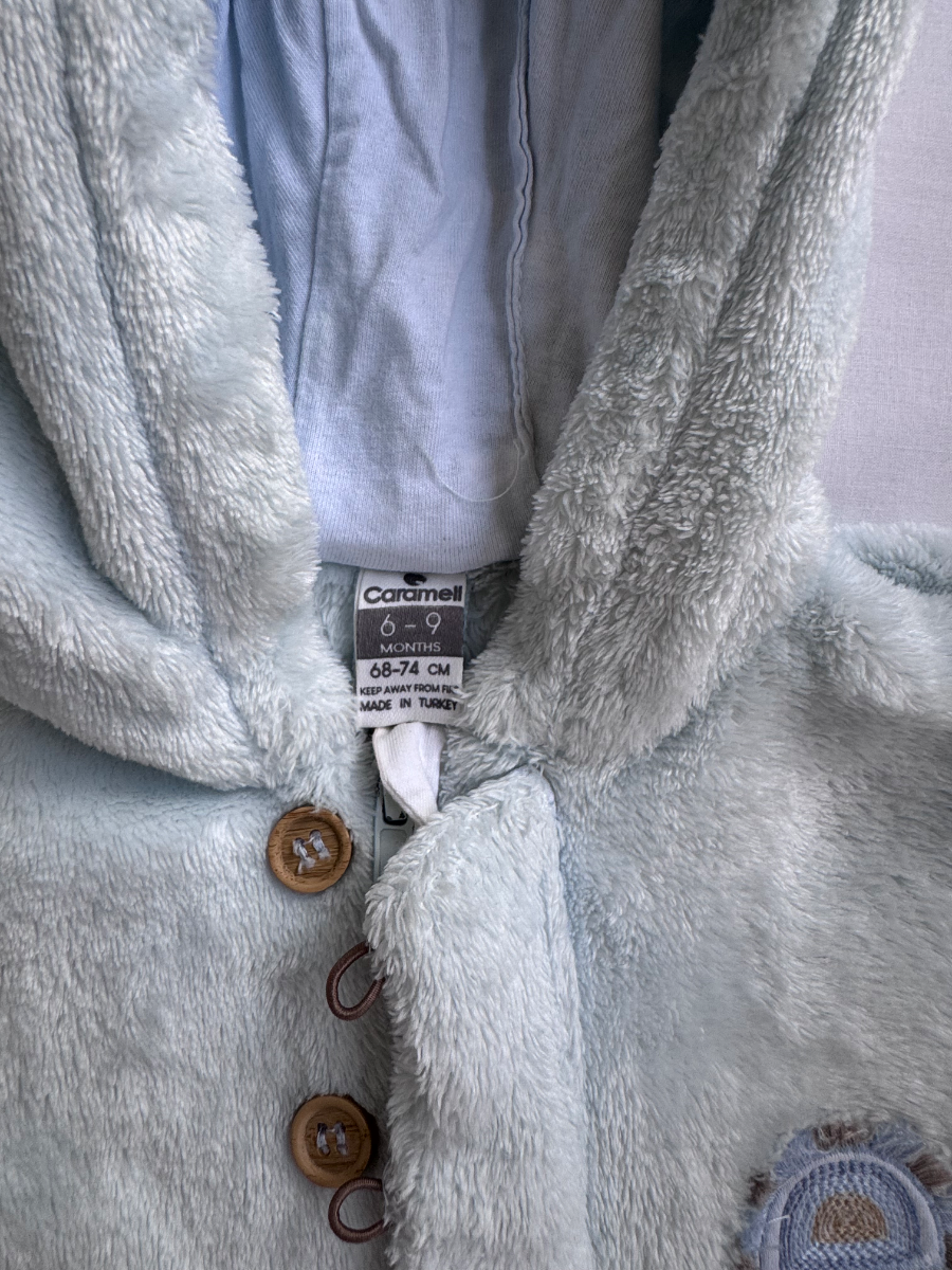 ☁️ Baby Blue Fleece Hooded Sleepsuit – 6–9 Months 2