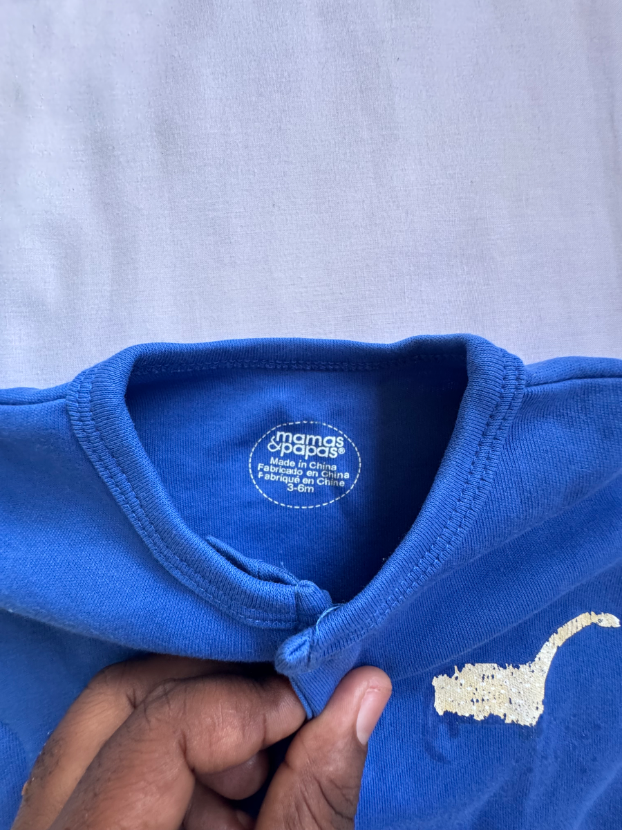 💙 Royal Blue Footed Baby Sleepsuit – 3–6 Months 2