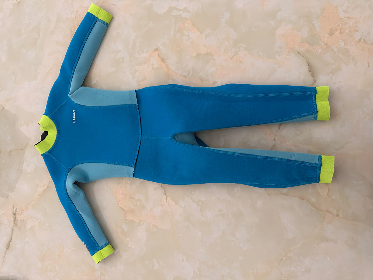NABAIJI Kid's neoprene wetsuit for swimming, TI WARM blue green 3
