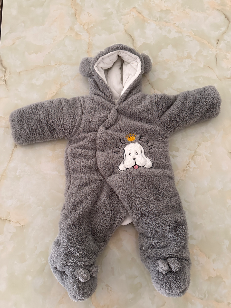 Heavy Fleece Hooded Baby Romper 1