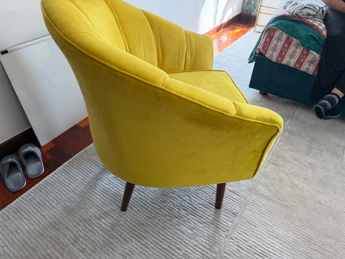 Mustard Yellow Velvet Scallop Shell Accent Chair 2