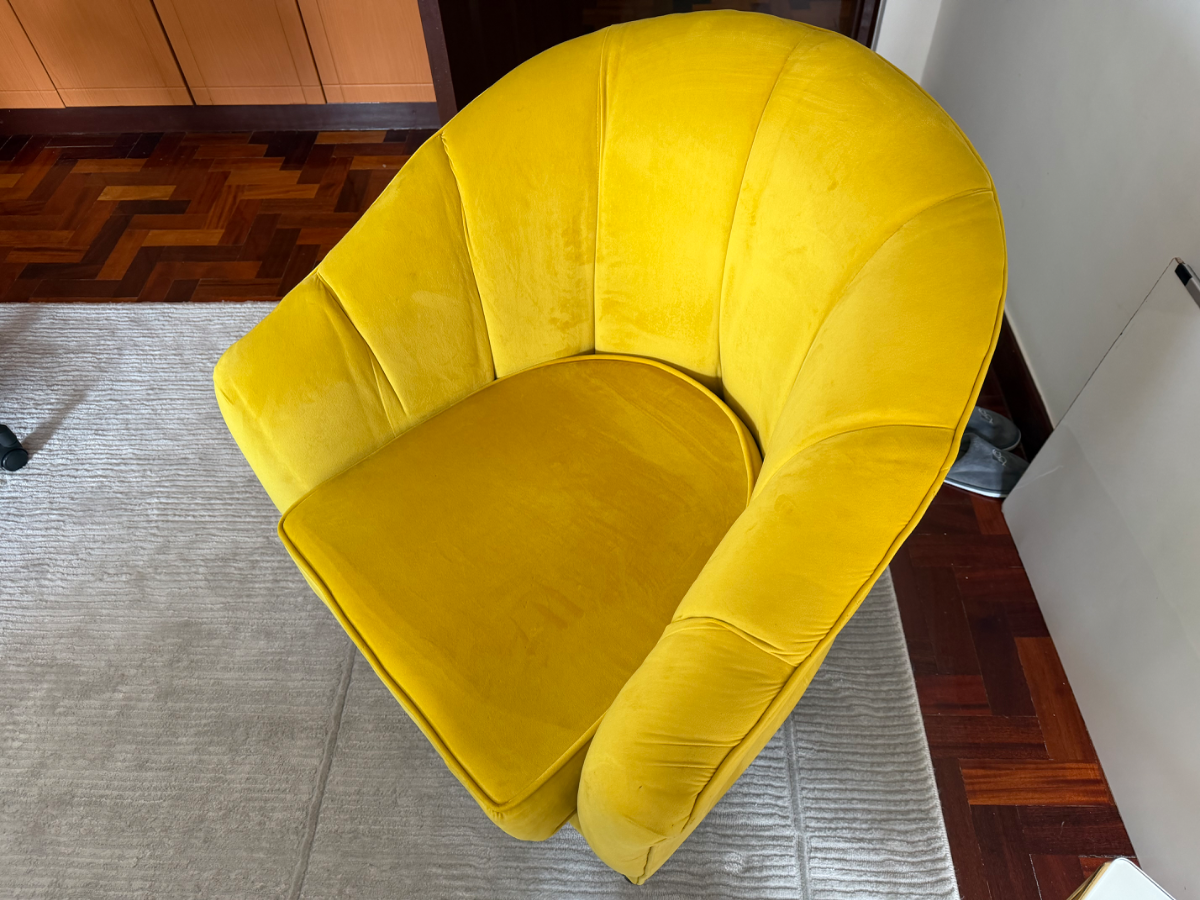 Mustard Yellow Velvet Scallop Shell Accent Chair 3