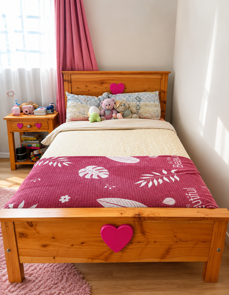 4X6  solid hardwood children’s - teenage bed  + 2 bedside tables 1