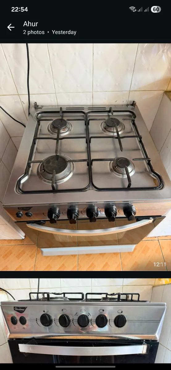 -4 -Burner Standing Gas Cooker with Oven & Grill (Stainless Steel 2