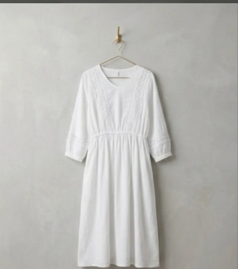 White Embroidered Cotton Long-Sleeve Boho Maxi Dress 1