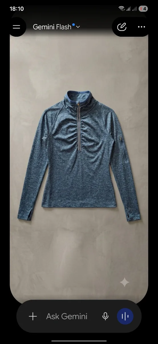 Kirkland Signature Women's Blue Heathered Quarter-Zip Activewear Top – Size S 1