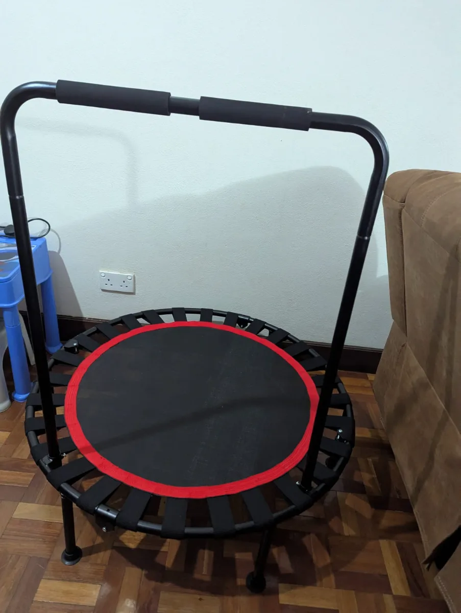 Mini Fitness Trampoline / Rebounder with Stability Bar 1
