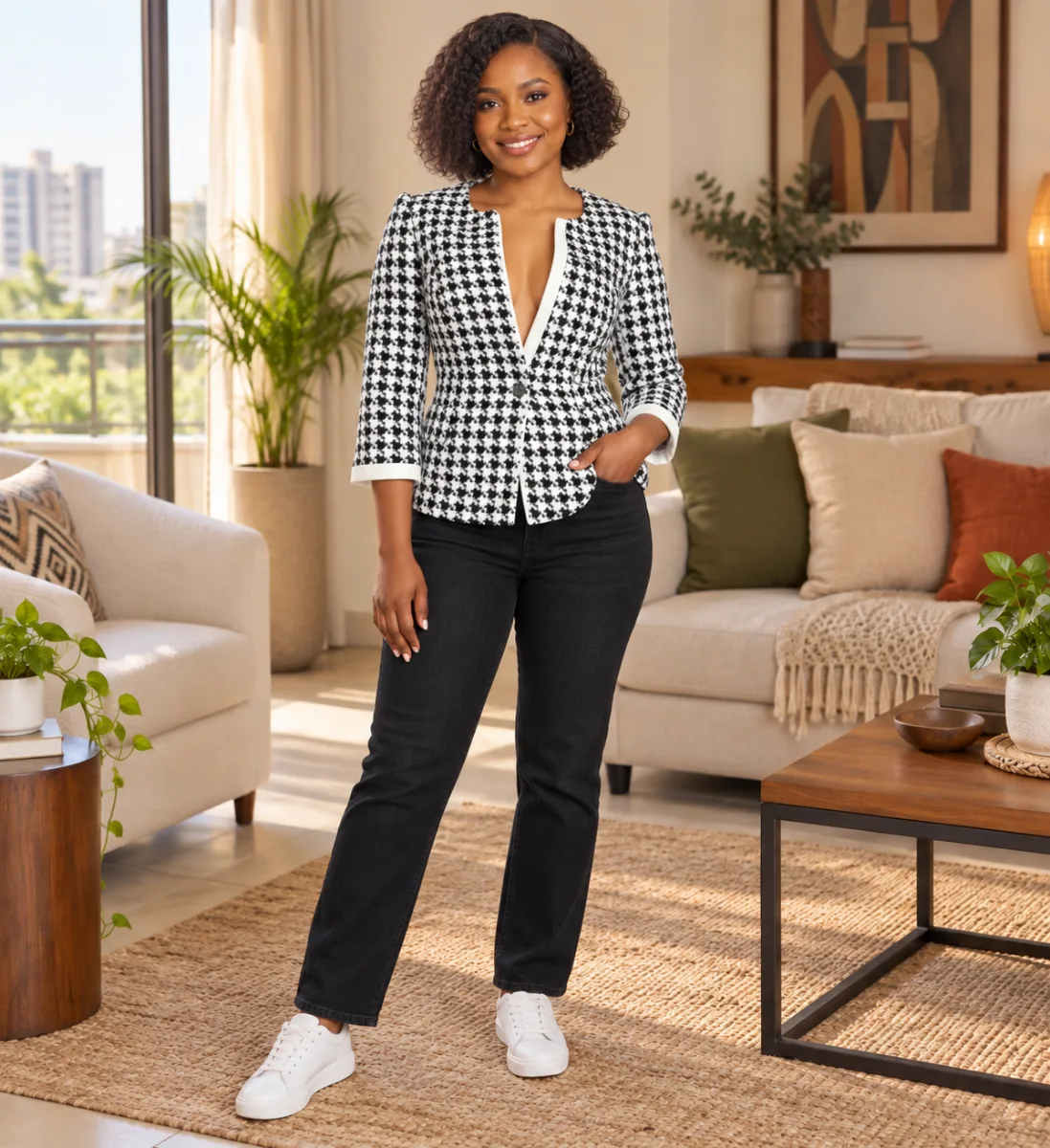 The Monochrome Houndstooth Tailored Blazer 1
