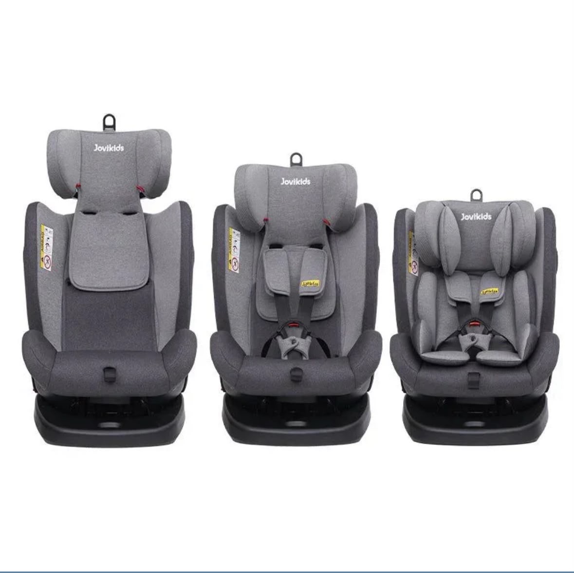 Jovikids ANGELA 360° Rotating Car Seat with Top Teether, Group 0/1/2/3 (WD002) Grey Age- newborn to 12 Years 5