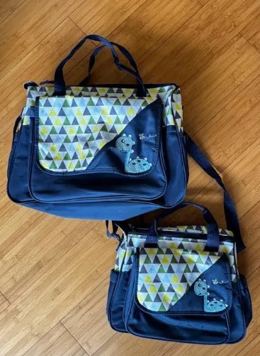 Spacious Dinosaur Diaper Bag Set (2-Piece) - slight tear inside lining bigger bag 1