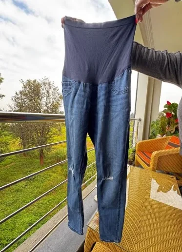 Indigo Blue Stretchy Denim Maternity Pants (Size L, Gently Used) 1