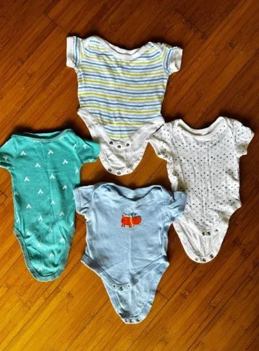 Assorted Baby Onesies (4-Pack, Gently Used, 0–3 Months) 1
