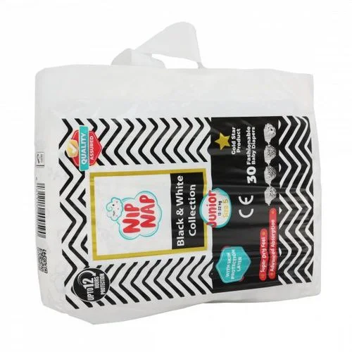 NIPNAP Black & White Highcount Junior Diapers {Size 5 (12-22kg)}